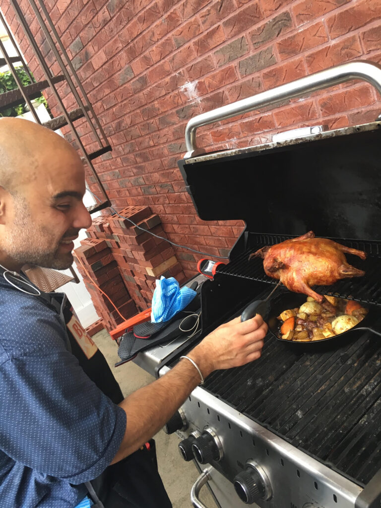 Gian cooking a turkey